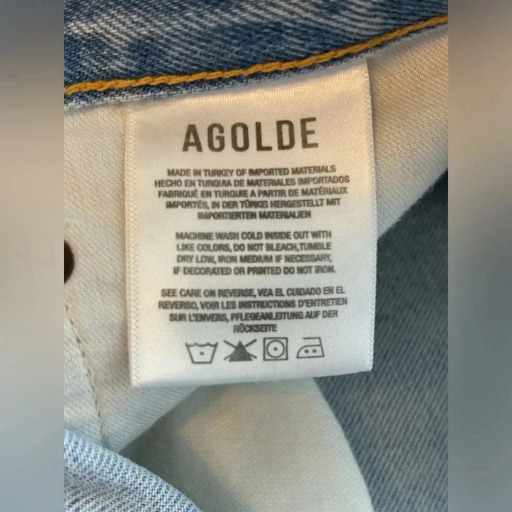 NWT Agolde 90s High Rise Pinch Button Fly Waist Jeans in Flashback Blue Size 33